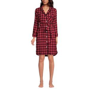 Lands' End Women's 3/4 Sleeve Flannel Sleepshirt Nightgown, NWT